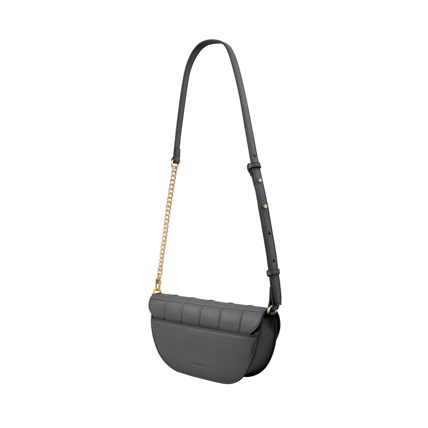 Waffle Embossed Curved Front Flap Crossbody Bag - 0603636-307S