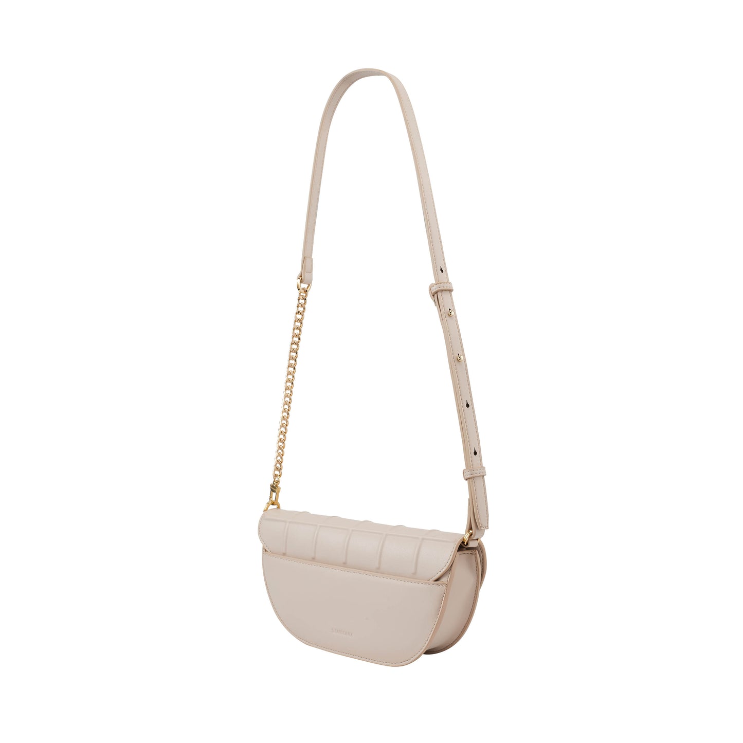 Waffle Embossed Curved Front Flap Crossbody Bag - 0603636-307S