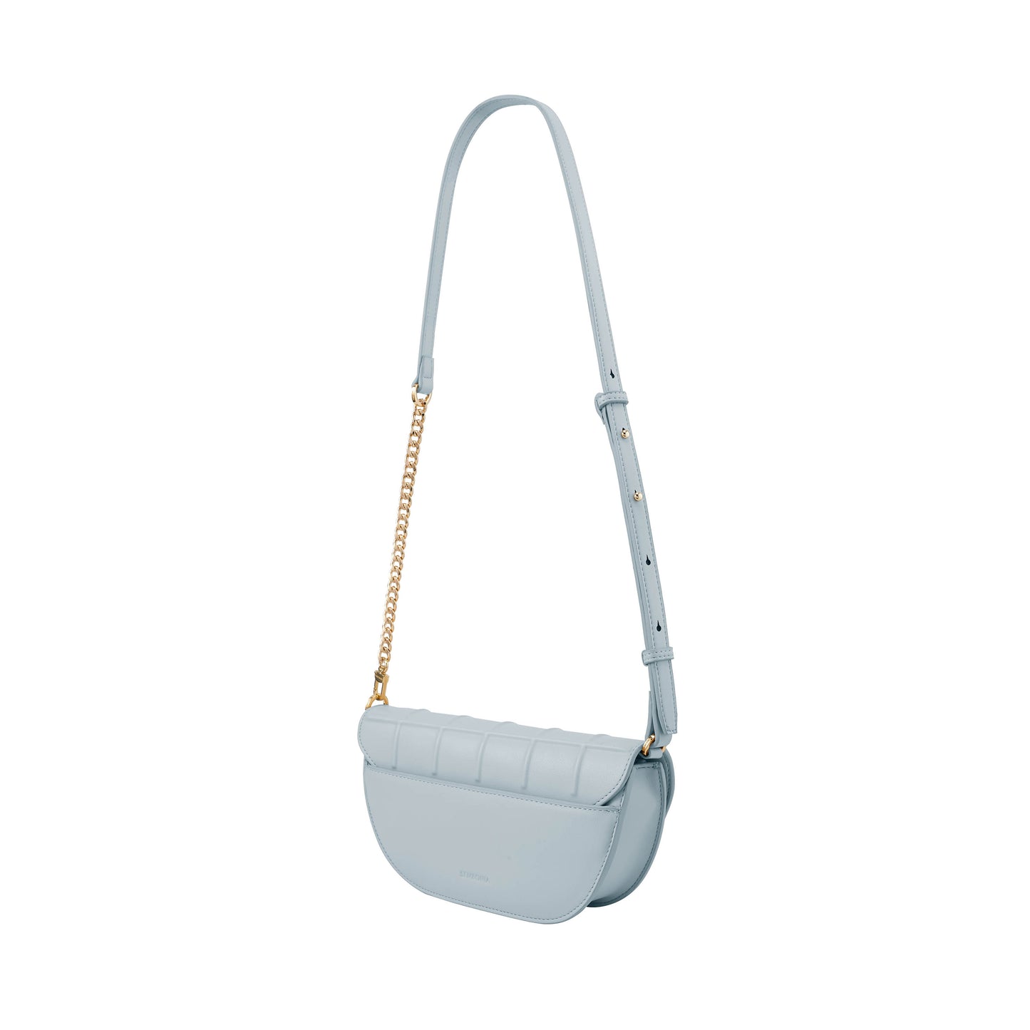 Waffle Embossed Curved Front Flap Crossbody Bag - 0603636-307S