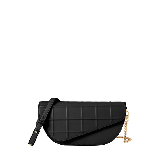 Waffle Embossed Curved Front Flap Crossbody Bag - 0603636-307S