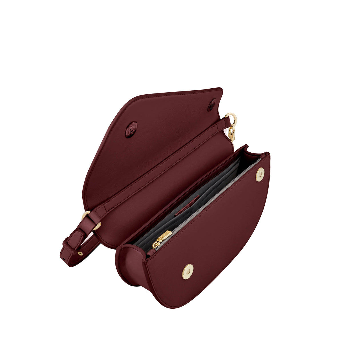 Waffle Embossed Curved Front Flap Crossbody Bag