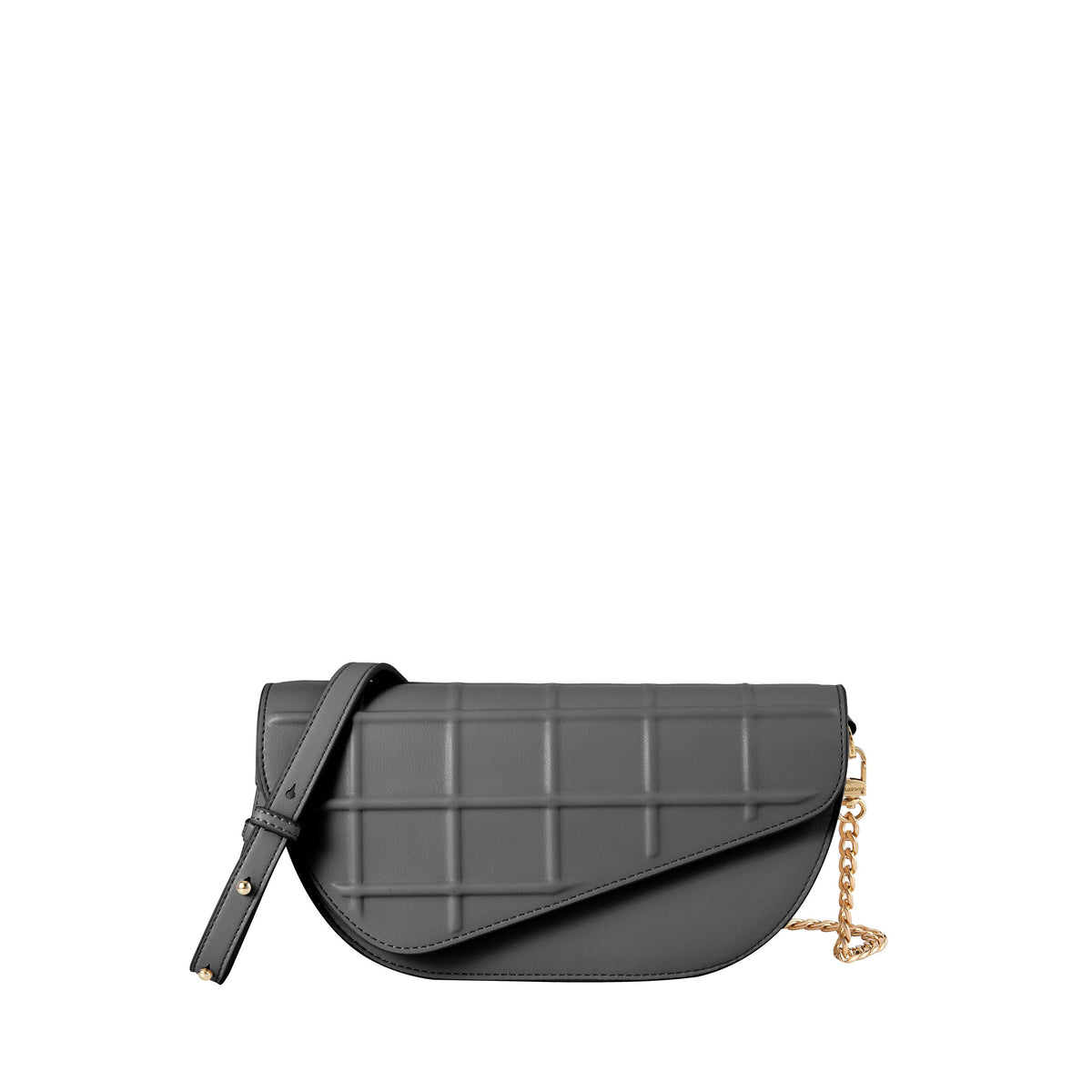 Waffle Embossed Curved Front Flap Crossbody Bag