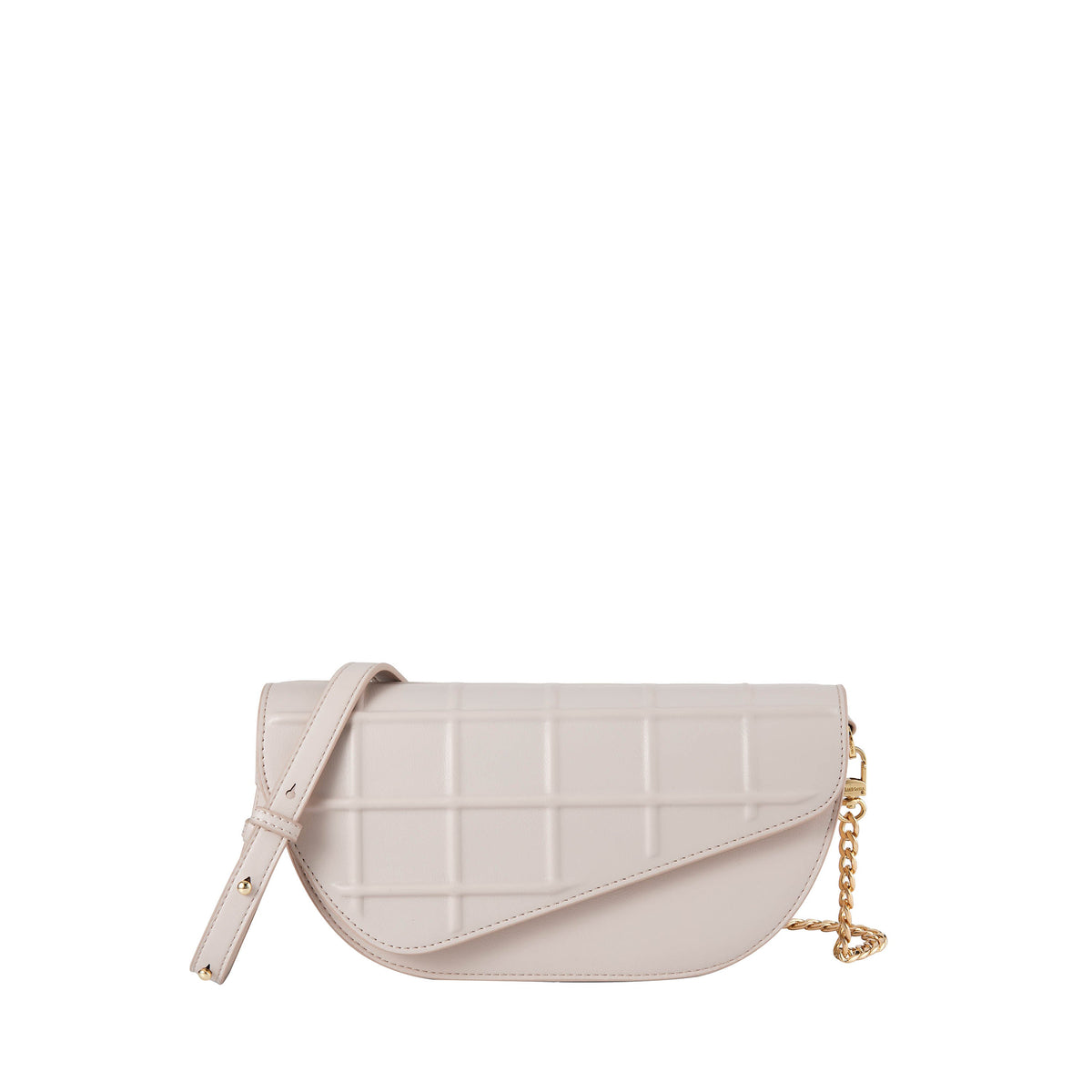 Waffle Embossed Curved Front Flap Crossbody Bag