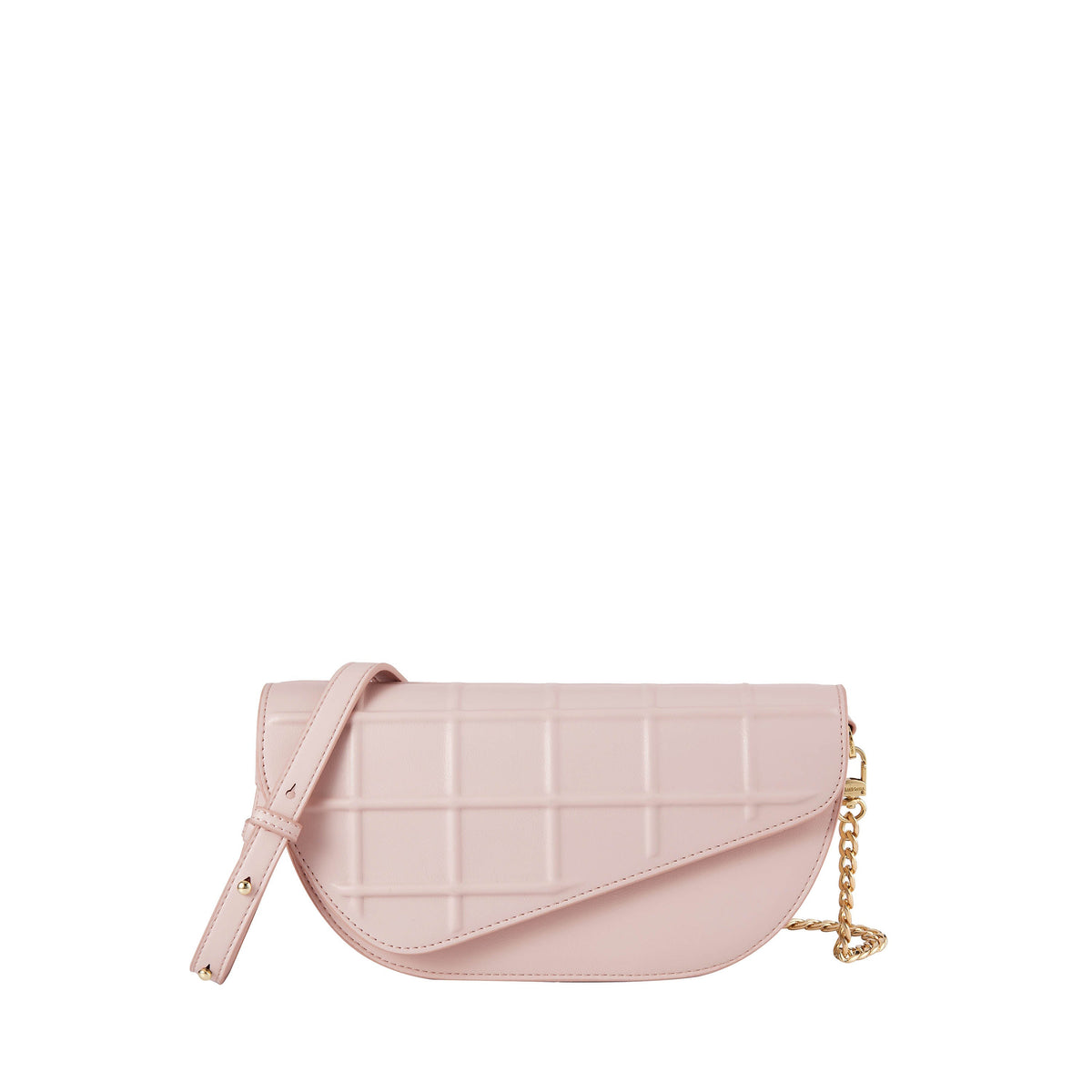 Waffle Embossed Curved Front Flap Crossbody Bag