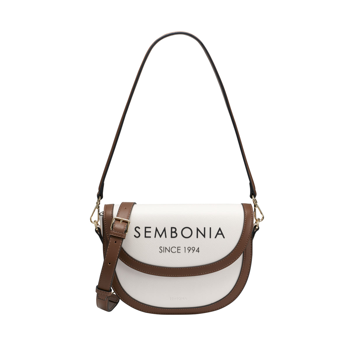 Audrey Logo Printed Crescent Crossbody Bag