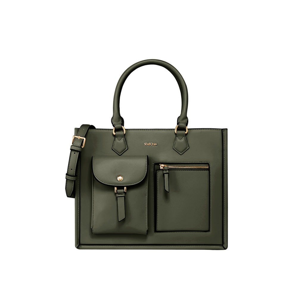 SEMBONIA Large Classic Multi-Pockets Satchel Bag - 0603812-018S