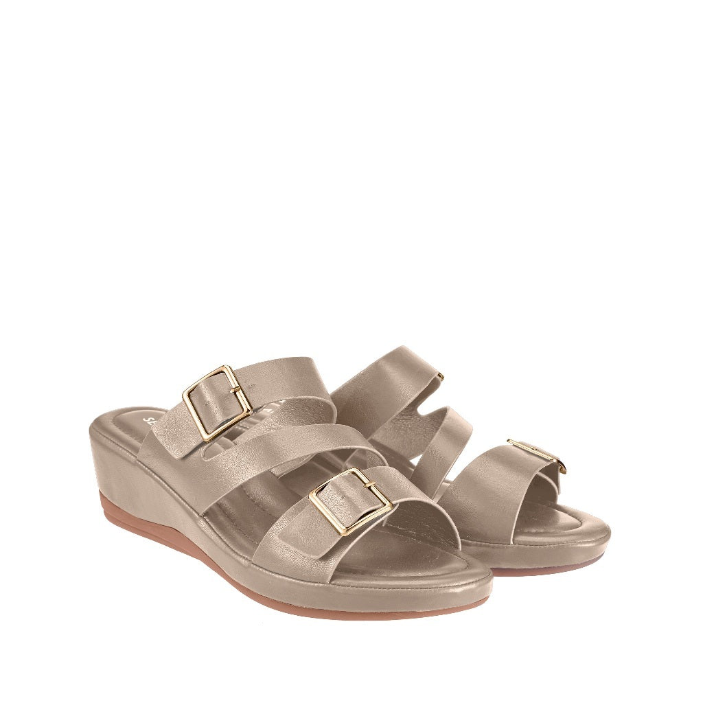 Women Double Buckle Wedge