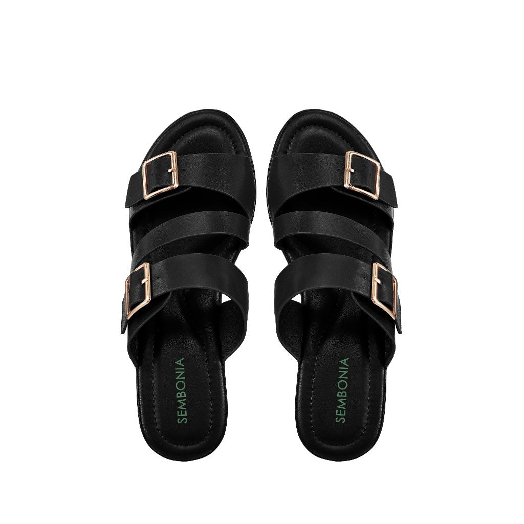 Women Double Buckle Wedge