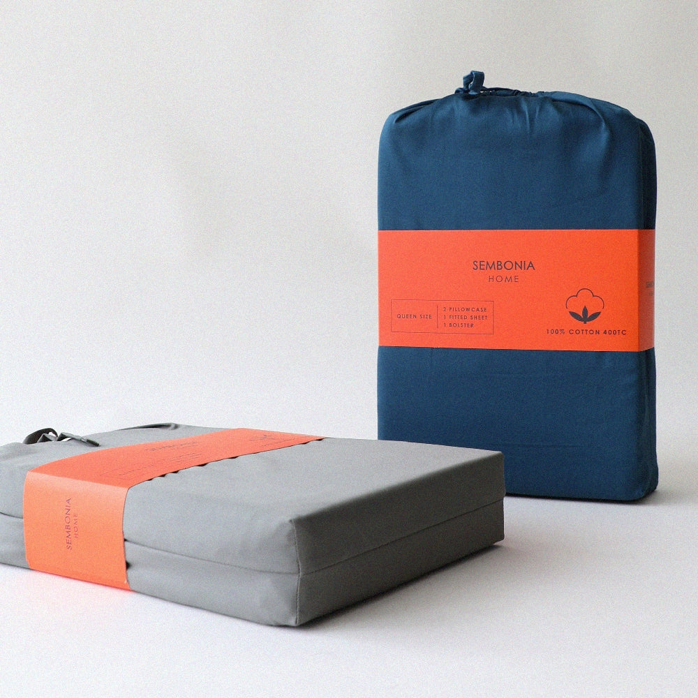 SEMBONIA Home & Living - Cotton Bedsheet Set (Blue) 0690001-002-03