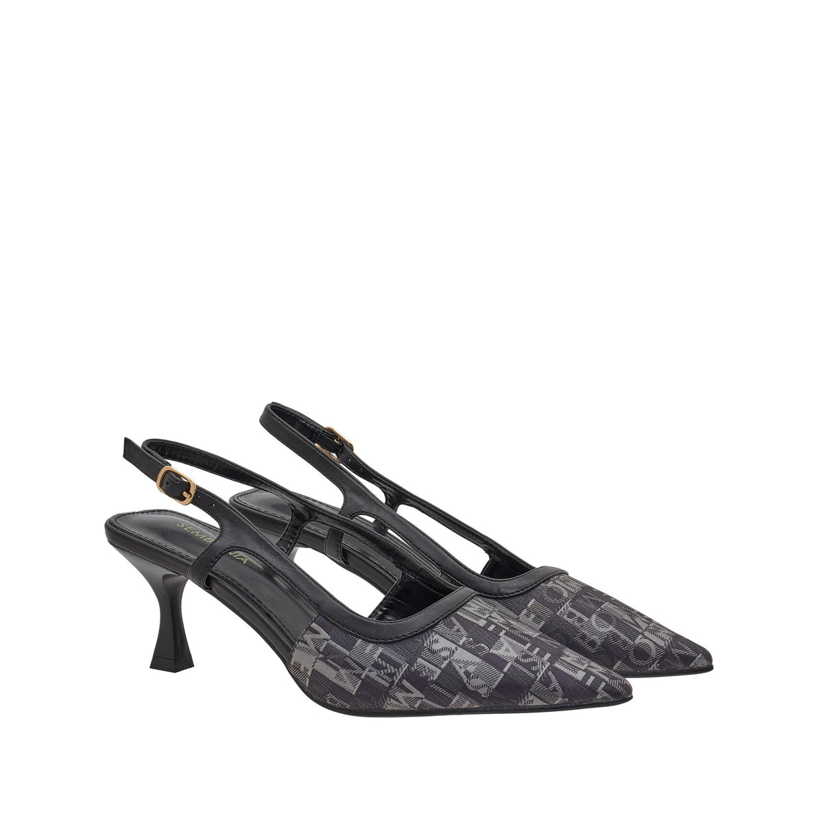 Women Synthetic Leather + Monogram Mule